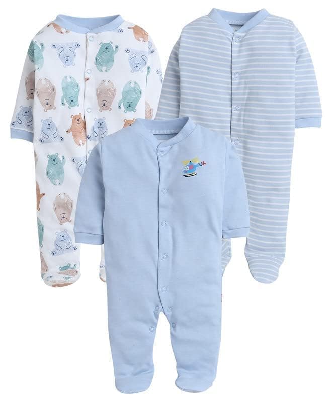 Smiley Baby Rompers - Light Blue