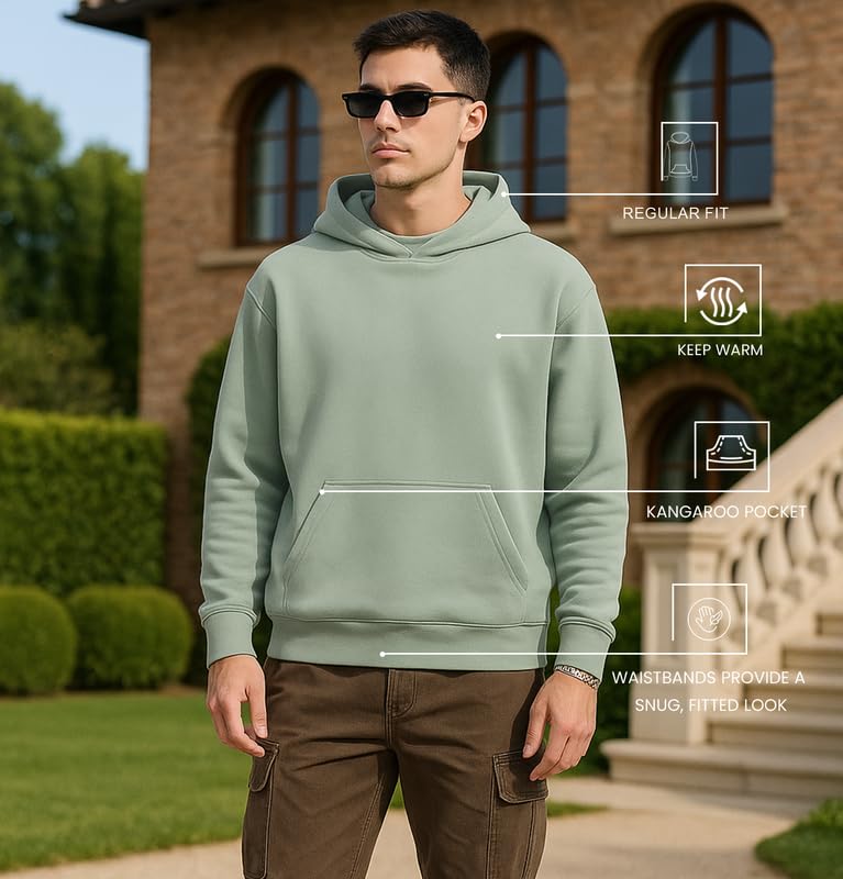 Sleepynuts Men Cotton Fleece Hooded Sweatshirt - Sage Green - Image 3