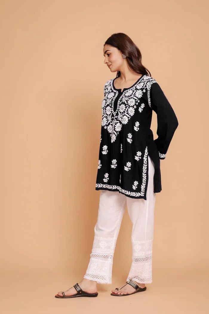 Sidhidata Black Rayon Embroidered Kurti for Women - Image 5