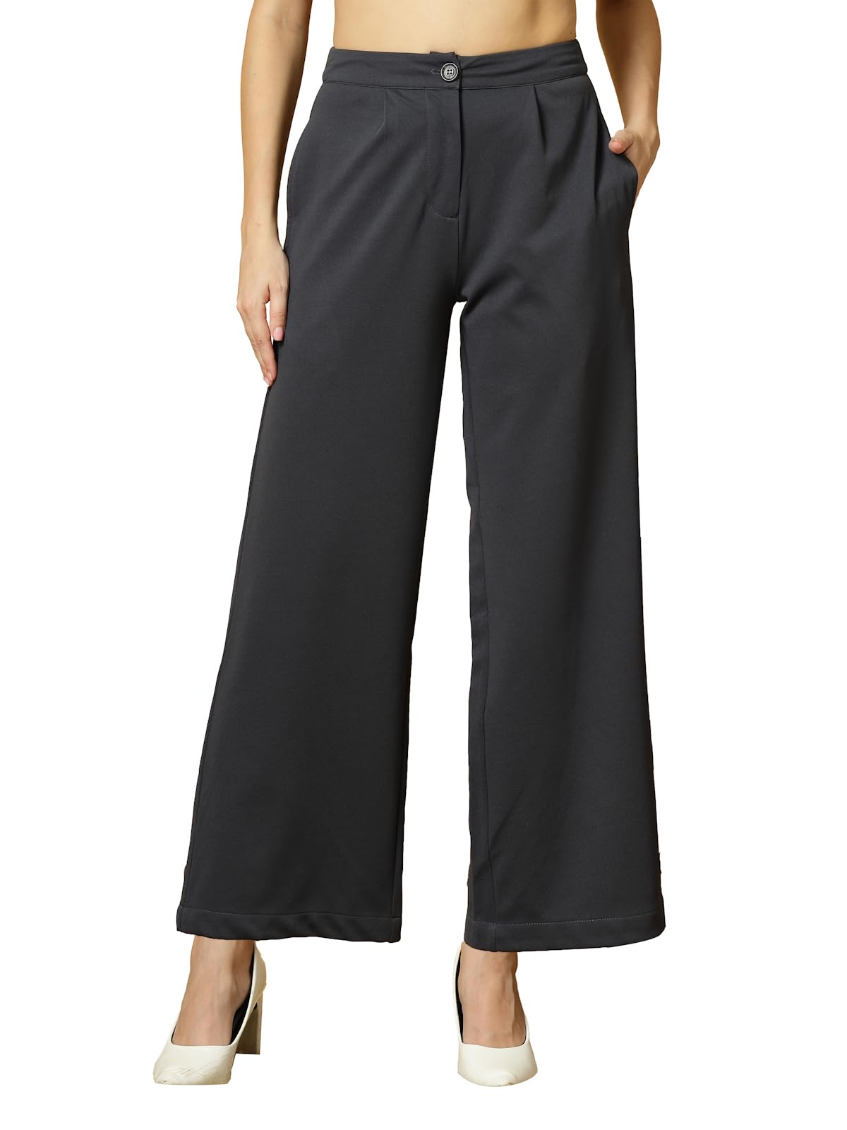 OOMPH Women Straight Fit Mid Rise Trousers