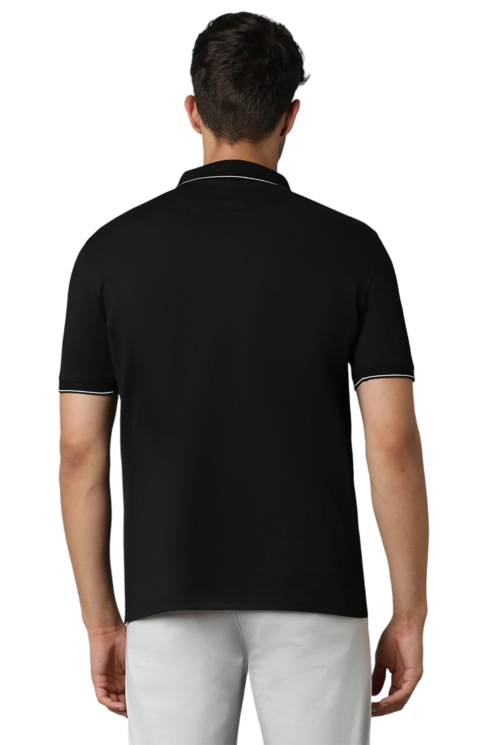 Louis Philippe Men's Cotton Solid T-Shirt - Black - Image 3