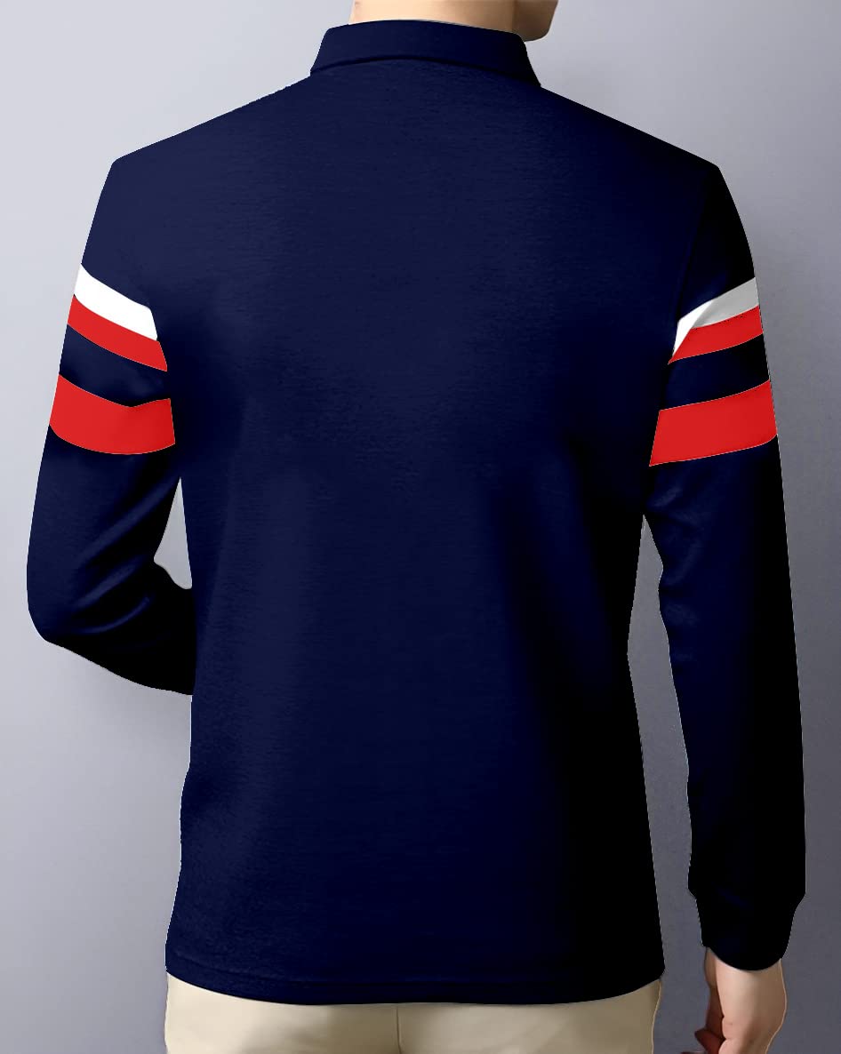 AUSK Men's Polo T-Shirt - Blue Full Sleeves - Image 2