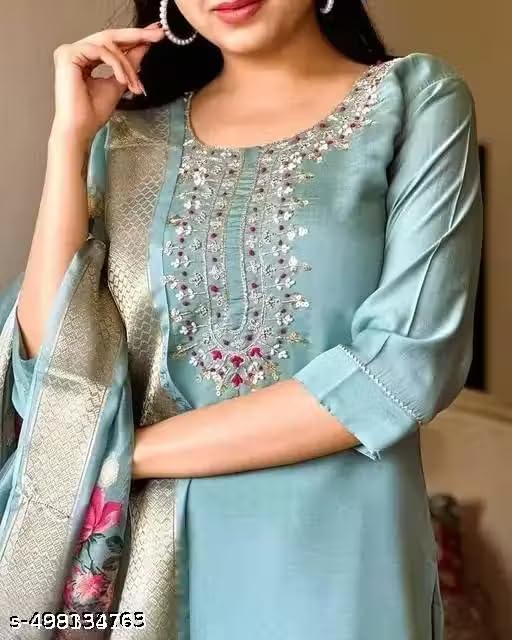 GarbGlide Chanderi Silk Kurti Set for Women - Image 4