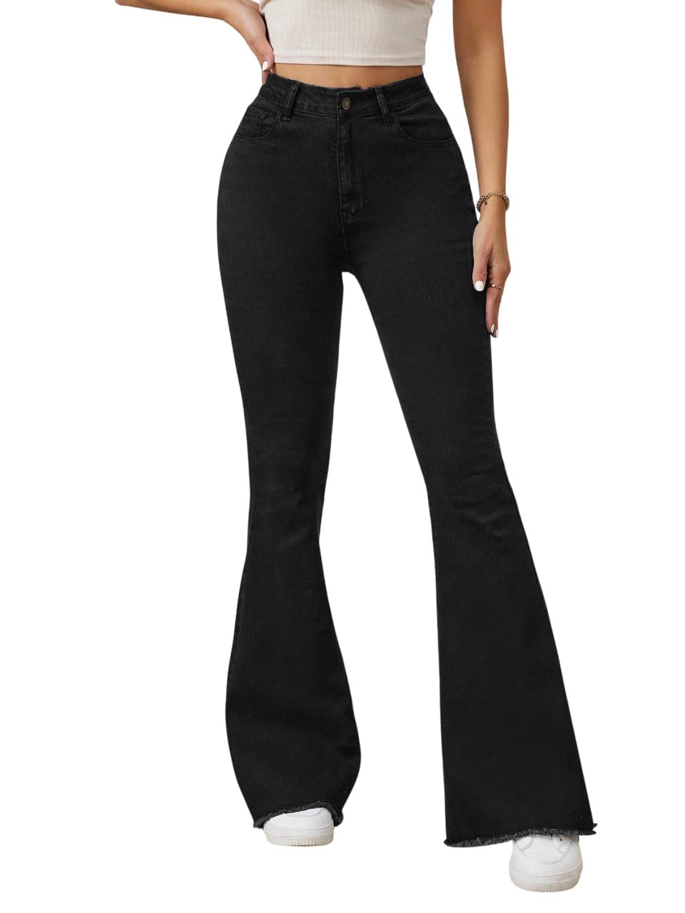 KOTTY Women's Black Fit and Flared Jeans