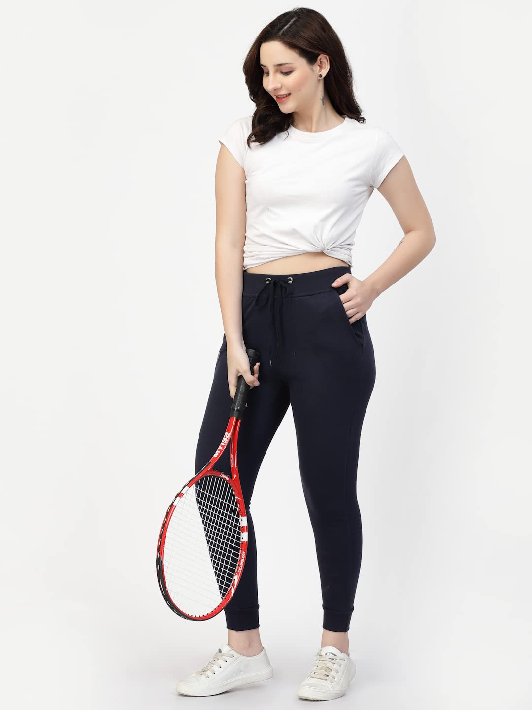 UZARUS Women's Cotton Joggers Track Pants - Carbon Blue - Image 2