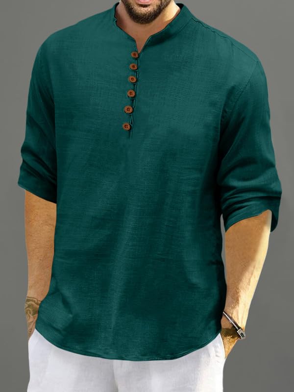 ROYALSCOUT Men's Solid Short Kurta - Green - Image 5