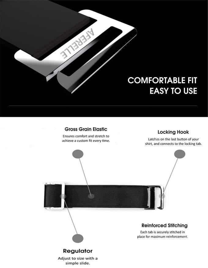 Aferelle Shirt Stays Elastic Belt for Unisex - Black - Image 2