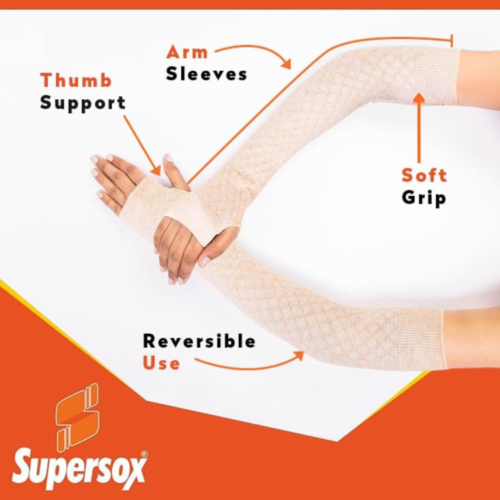 Supersox Women's Fingerless Arm Warmer Reversible - Image 4
