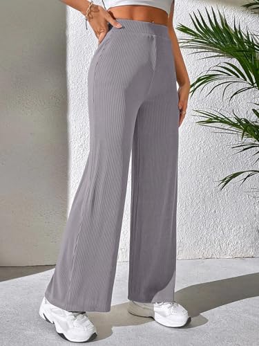 GRECIILOOKS Grey High Waist Baggy Trousers for Women - Image 3
