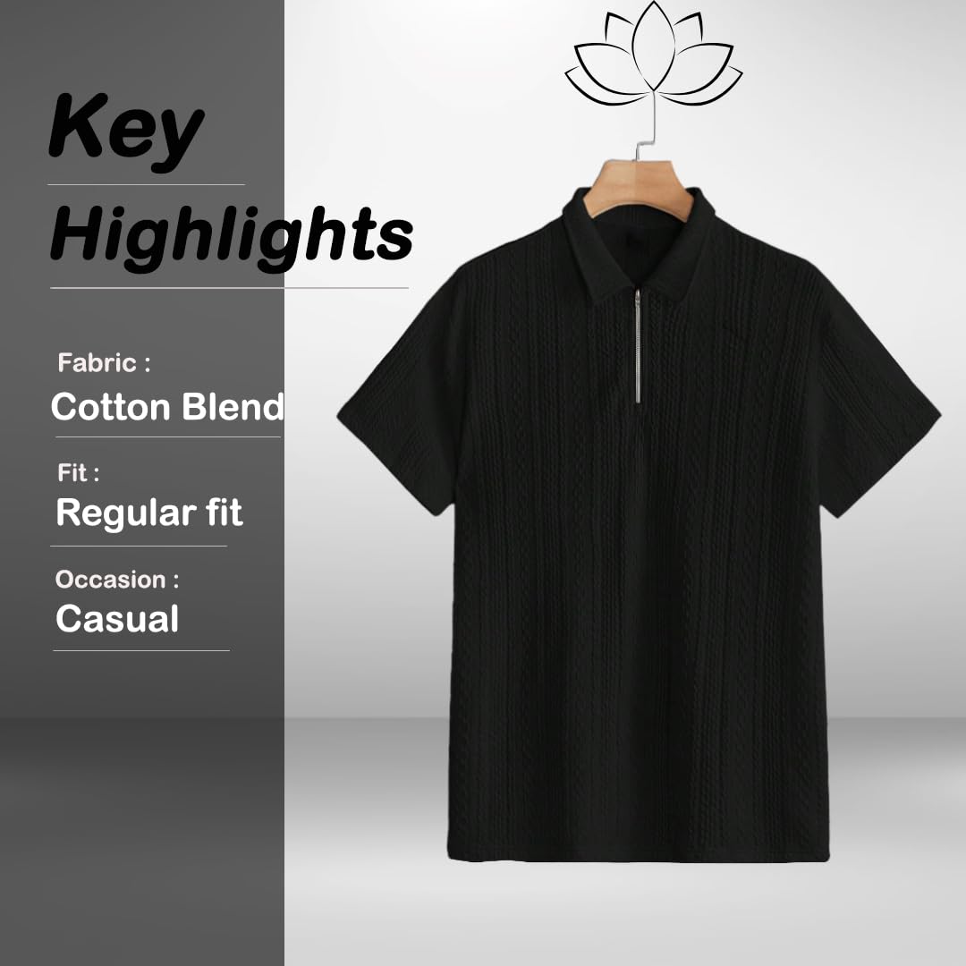 TAGDO Men Jacquard Chain Polo Shirt - Black - Image 5
