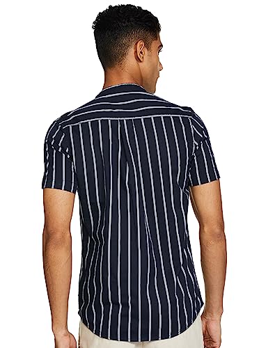 Amazon Men's Cotton Striped Casual Shirt - Navy - Image 2