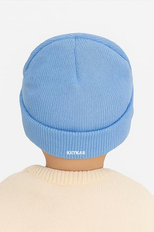 KETKAR Kids Woolen Beanie Cap - Sky Blue - Image 2