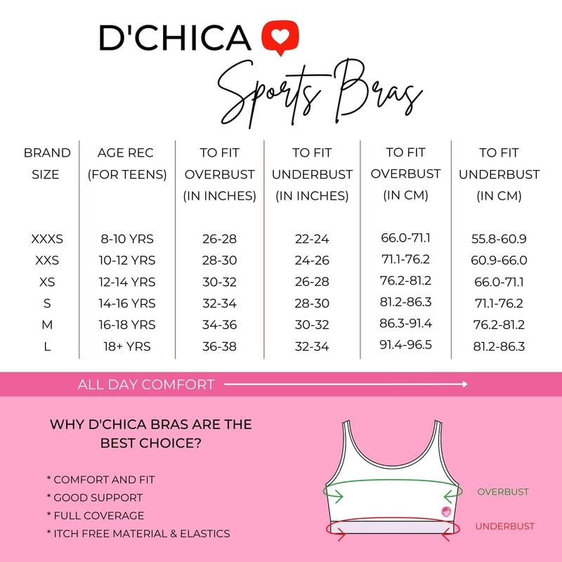 DChica Essentials Sports Bra for Girls - Cotton - Image 2