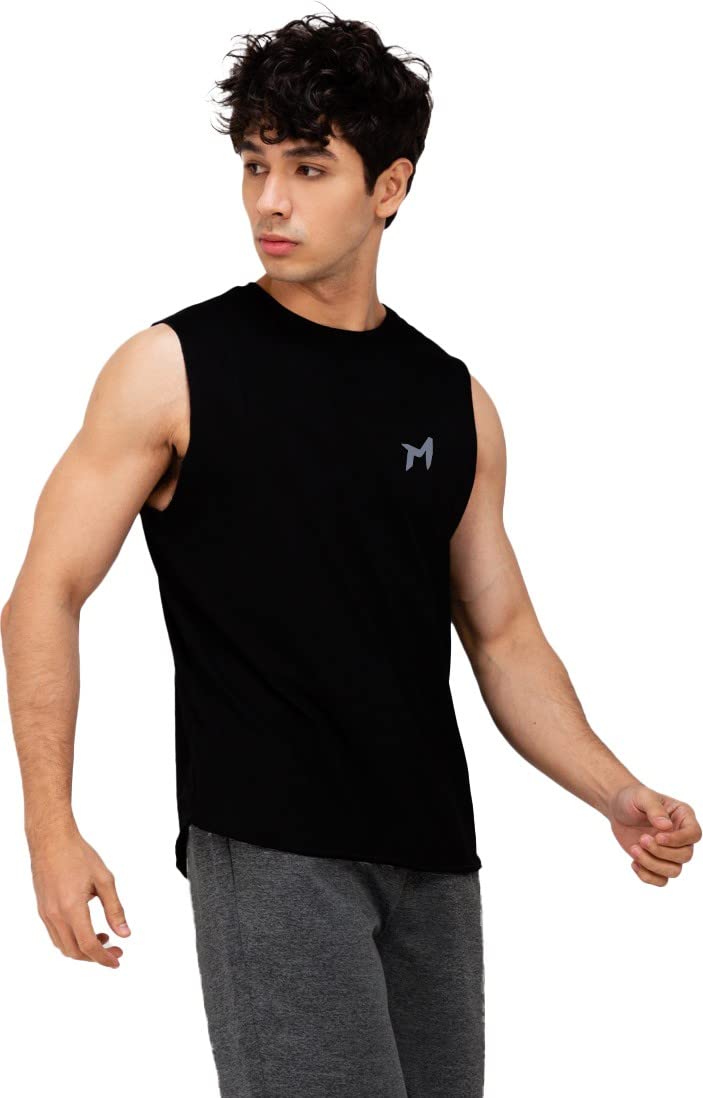 Mebadass Mens Solid Sleeveless Cotton Vest - Image 4