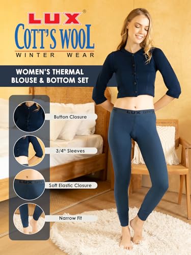 Lux Cottswool Women's Thermal Top & Trouser - Blue - Image 3