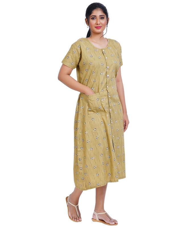 Olive Cotton Nighty for Women - Image 2