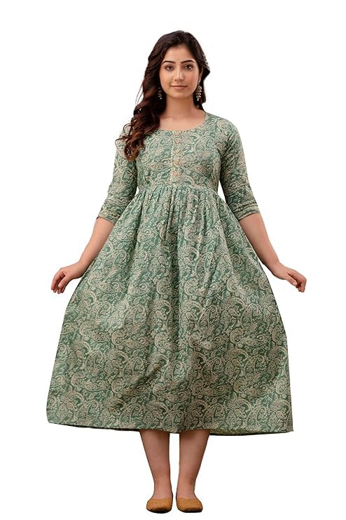 Pure Cotton Maternity Kurti with Invisible Zipper - Cardamom - Image 2
