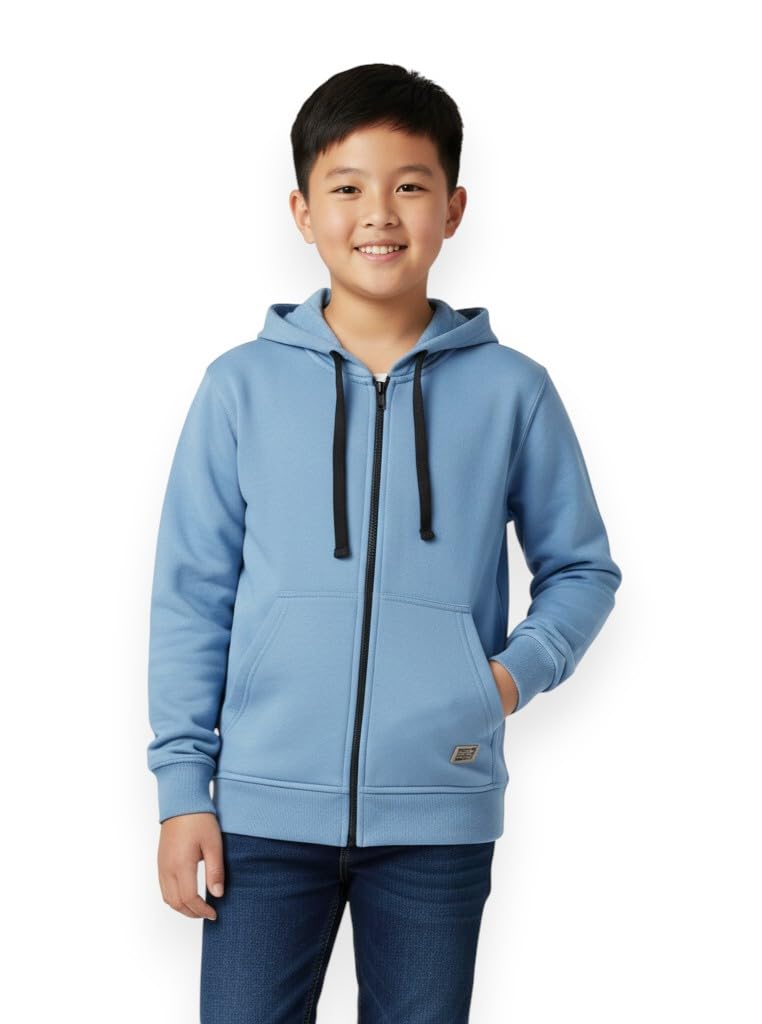 Alan Jones Boys Cotton Blend Hooded Sweatshirt - Malibu Blue
