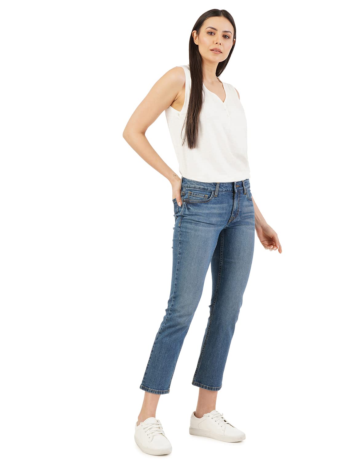 INKD Women's High Rise Jeans - Blue - Image 5