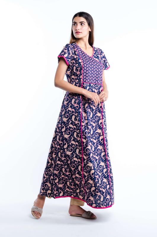 NIHSAMAH Cotton Night Gown for Women - Angrakha Style - Image 5