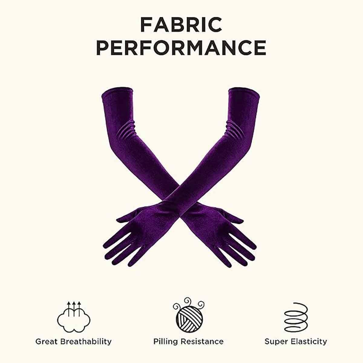 YUPPIN Velvet Elbow Length Gloves for Women - Black - Image 4