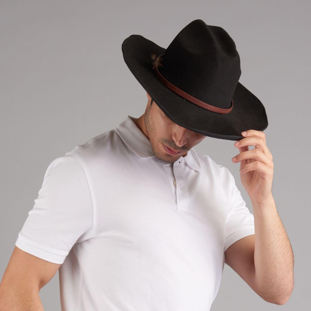 The Tie Hub Black Cowboy Fedora Hat for Men - Image 4