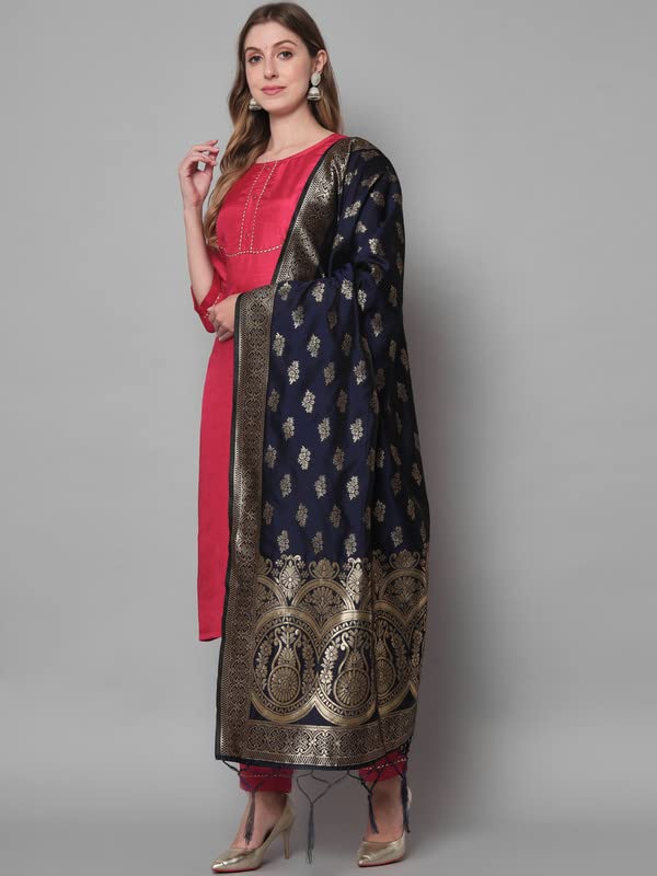 VredeVogel Women's Cotton Silk Kurta Pant Set - Cherry Red - Image 2