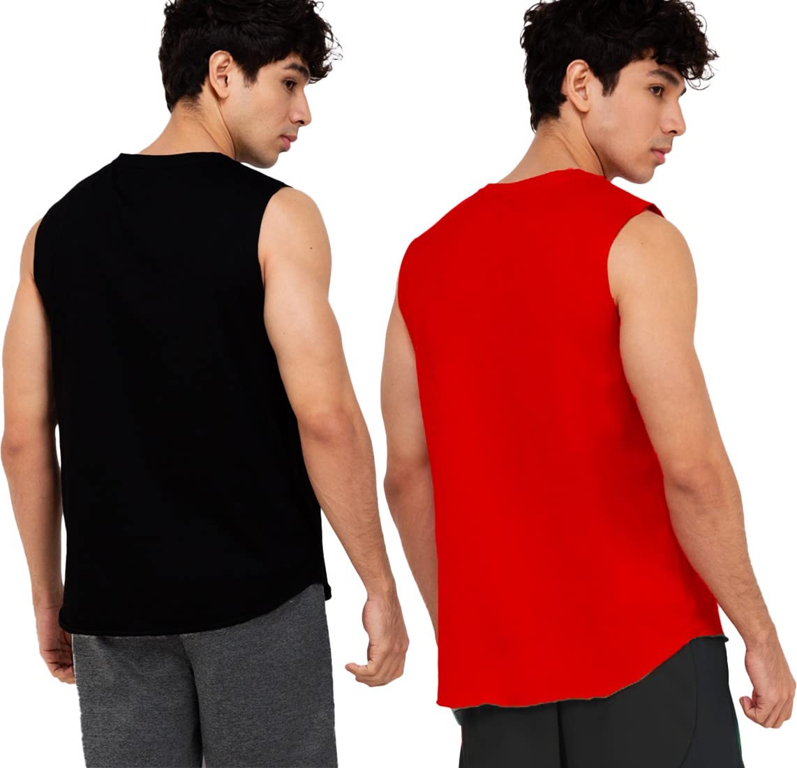 Mebadass Mens Solid Sleeveless Cotton Vest - Image 3