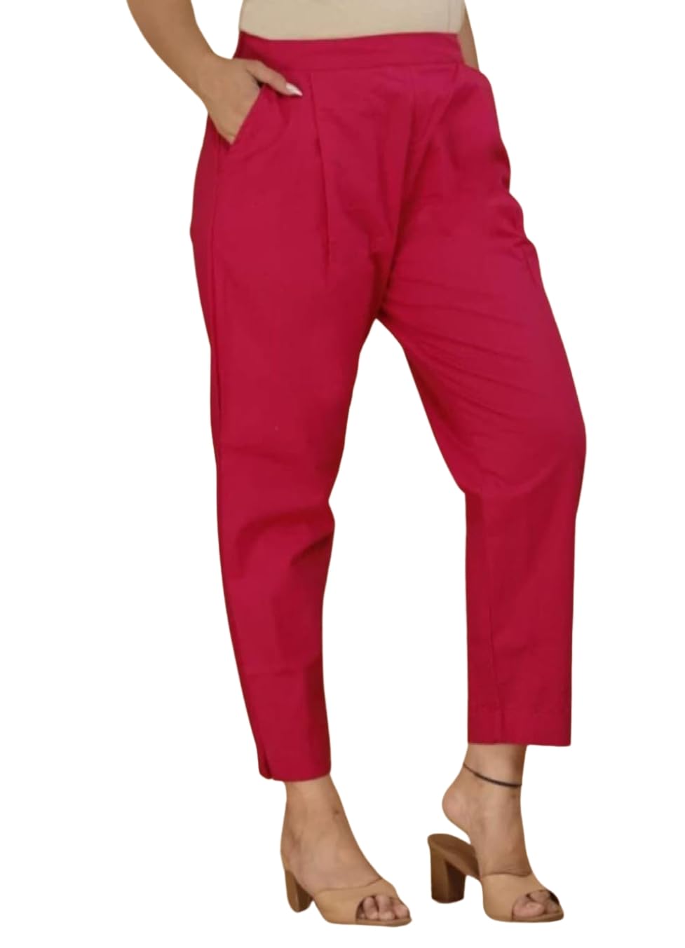 ALHUMA Women Cotton Lycra Cigarette Pants