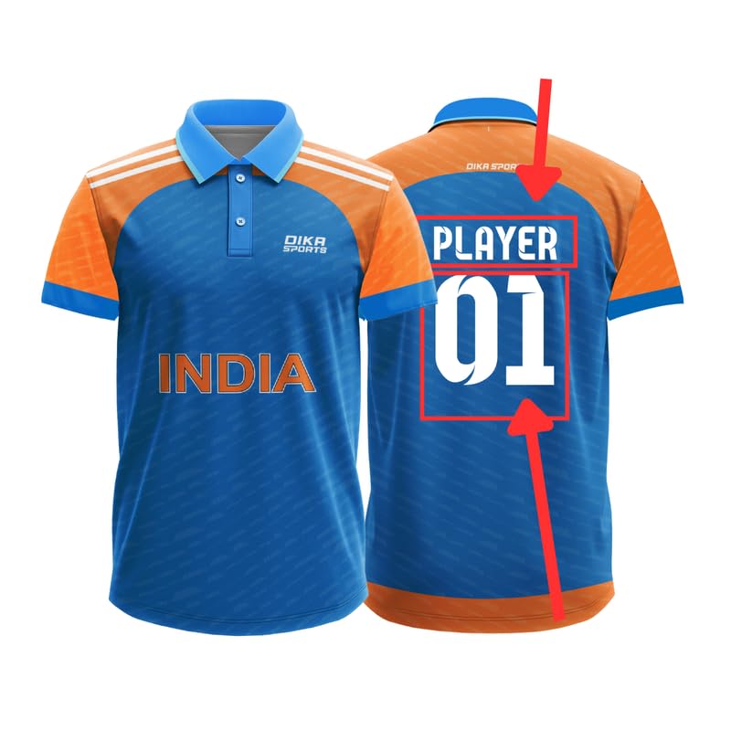 Dika Sports Men Cricket Jersey Tshirt - Blue