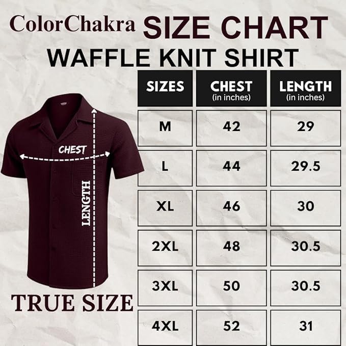 ColorChakra Men Waffle Knit Shirt - Coffee - Image 4