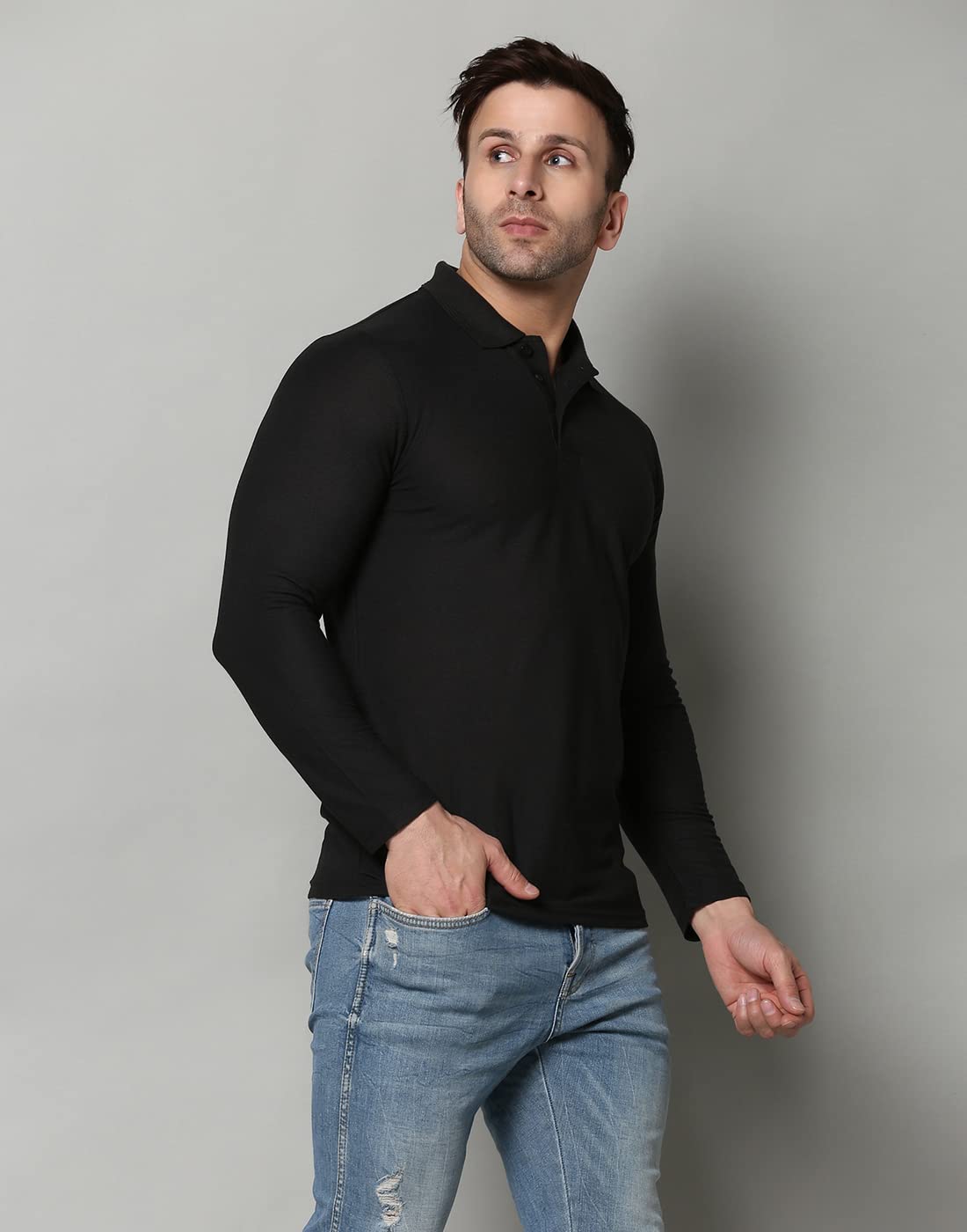 INKKR Men's Black Polo T-Shirt - Full Sleeve - Image 4