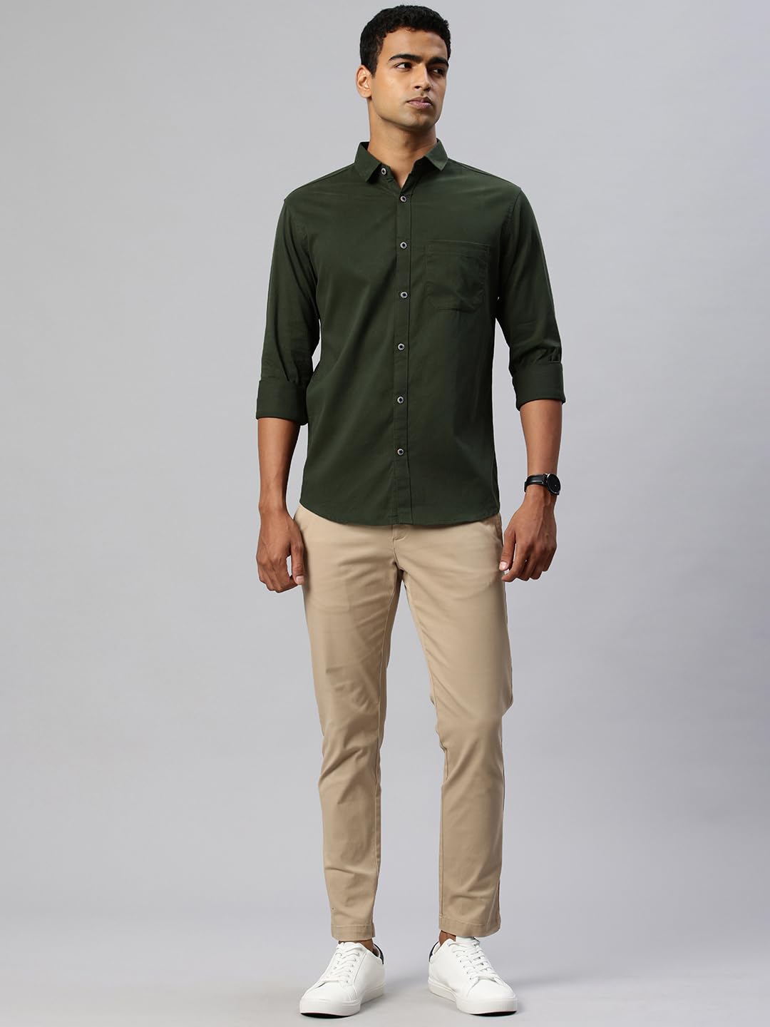 Majestic Man Cotton Casual Shirt for Men - Bottal Green - Image 5