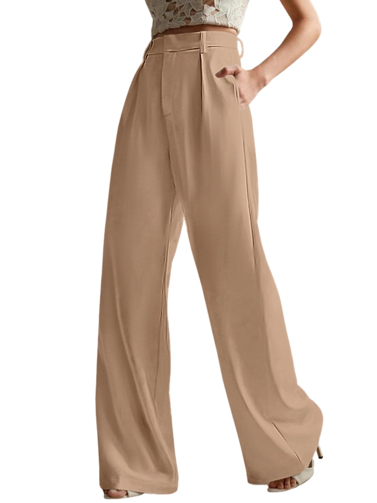 GRECIILOOKS Women's High Waist Flared Trousers