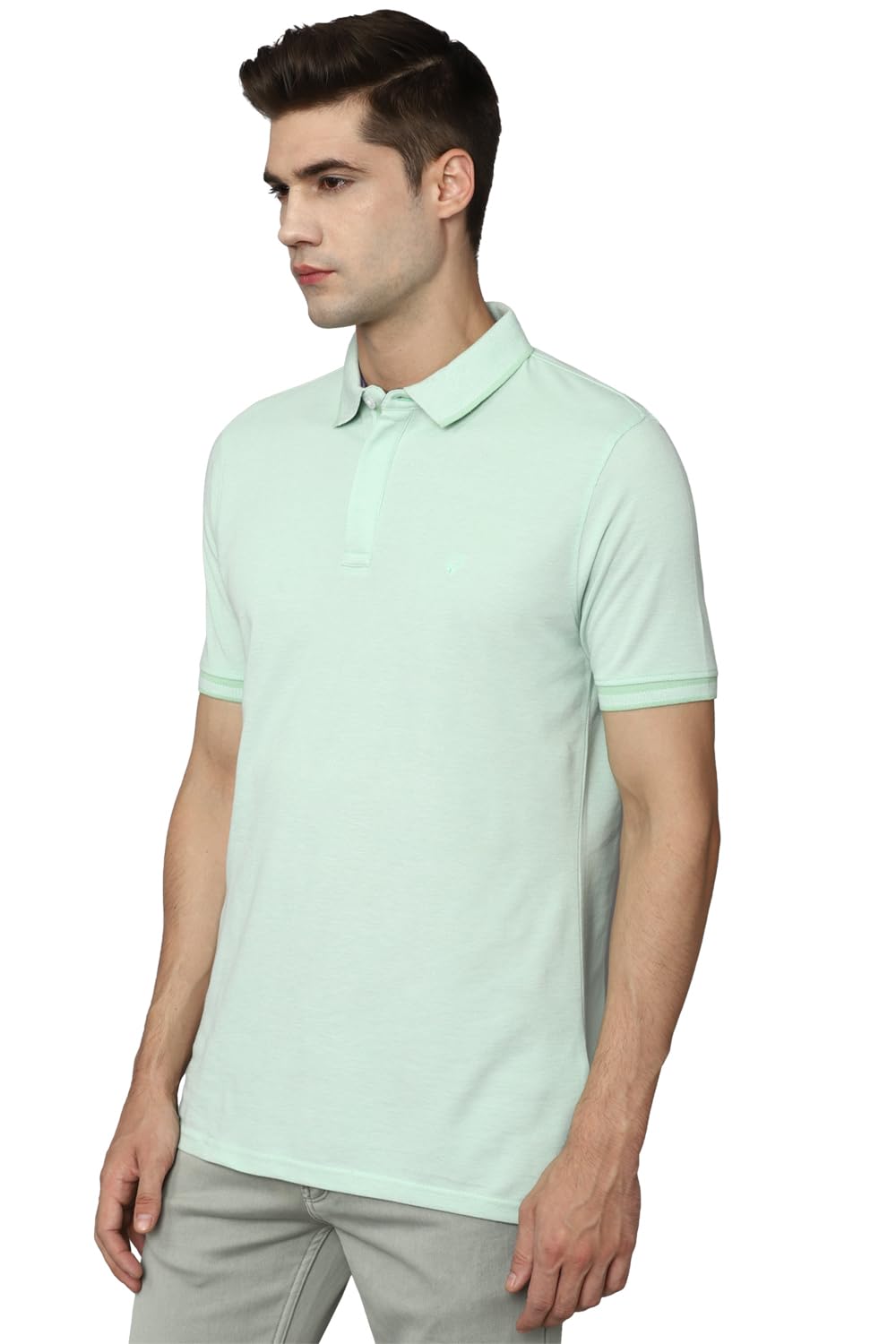 Allen Solly Men Cotton Solid T-Shirt - Mint - Image 2
