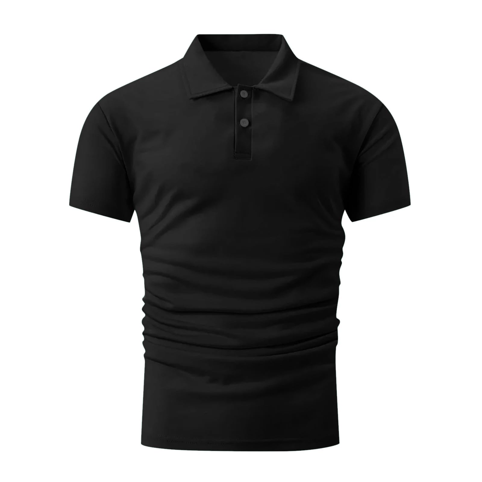 GarbGlide Men Solid Polo Neck Tshirt - Black - Image 3