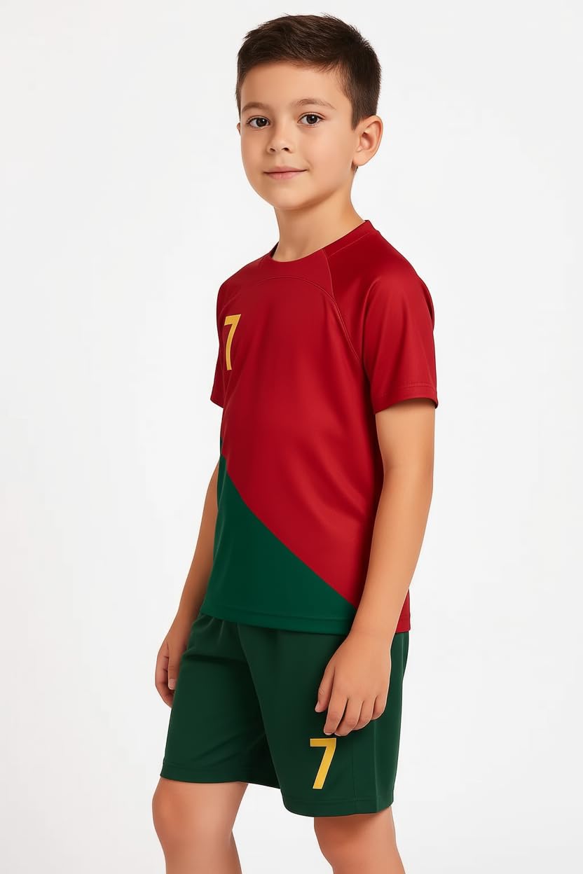 Ronaldo & Messi Jersey Set for Boys & Men - Red/Green - Image 3