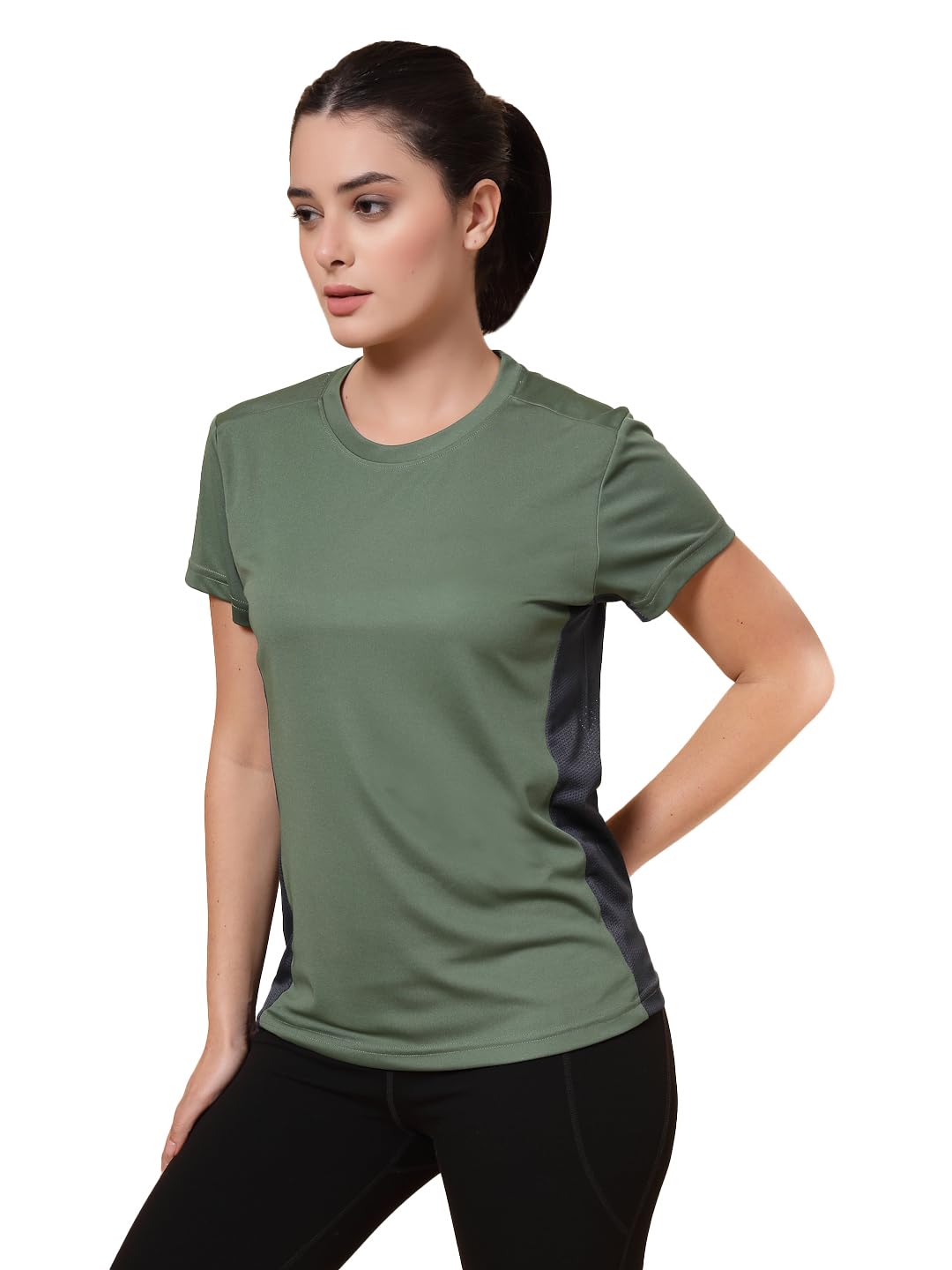 CHKOKKO Women's Polyester Quick Dry Sports Tshirt - Lightgreen