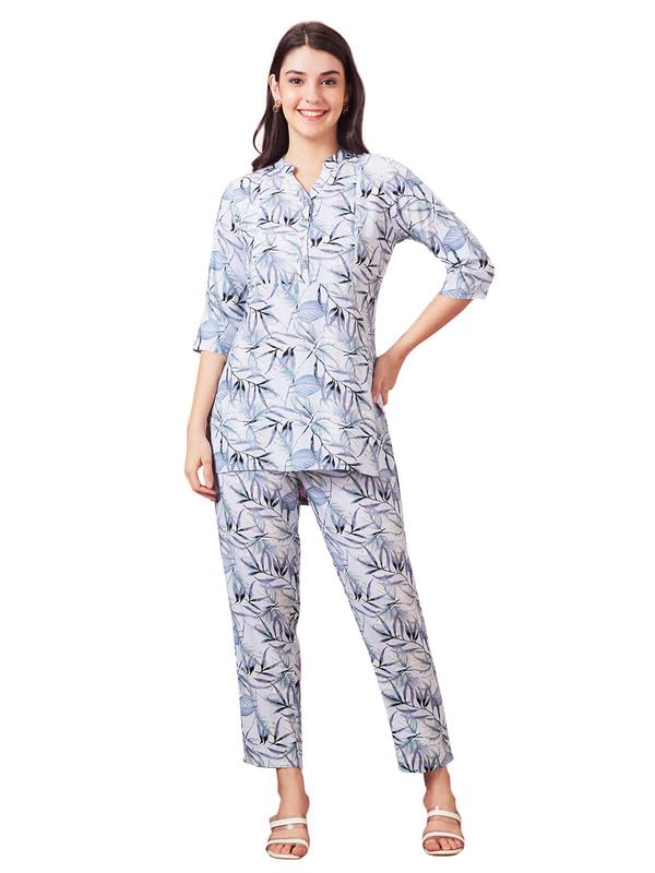 GarbGlide Women Maternity Top & Pyjama Set - Blues