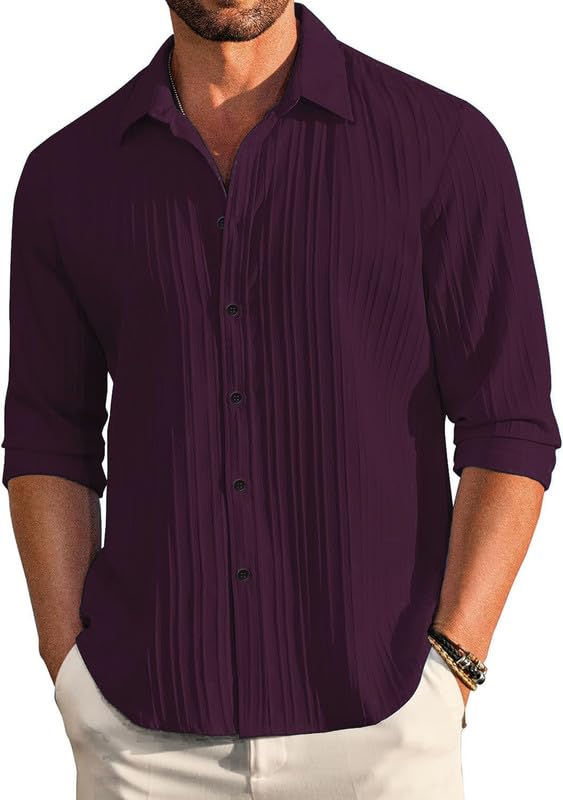 Men's Purple Linen Shirt