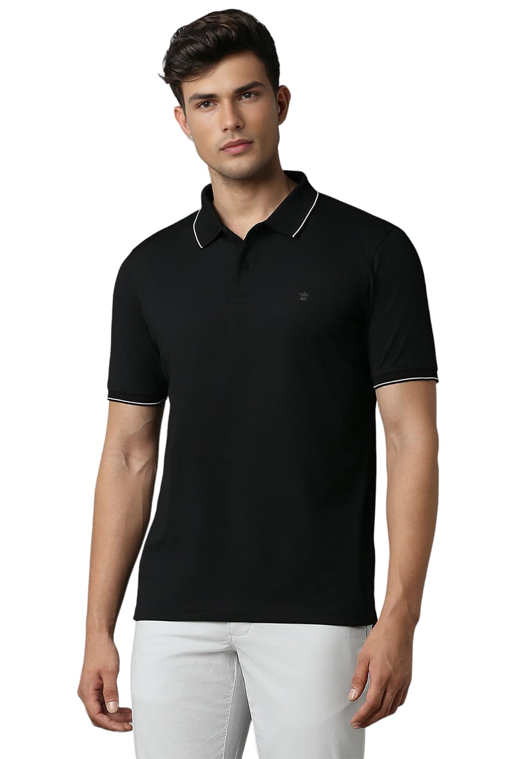 Louis Philippe Men's Cotton Solid T-Shirt - Black
