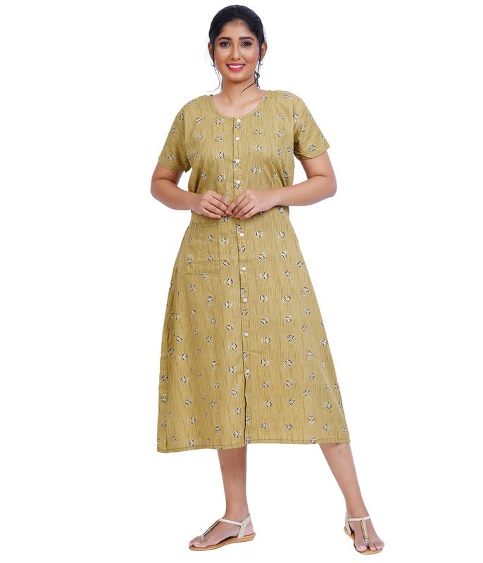 Olive Cotton Nighty for Women