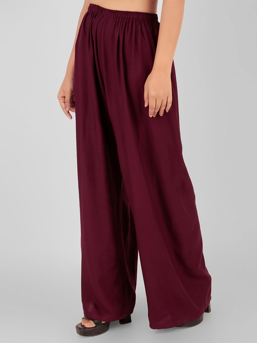Go Gazab Rayon Palazzo Pants for Women - Wine - Image 2