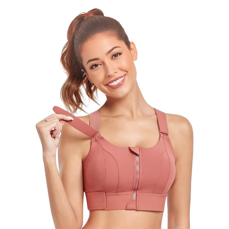 GLAMORAS High Impact Sports Bra for Women - Peach