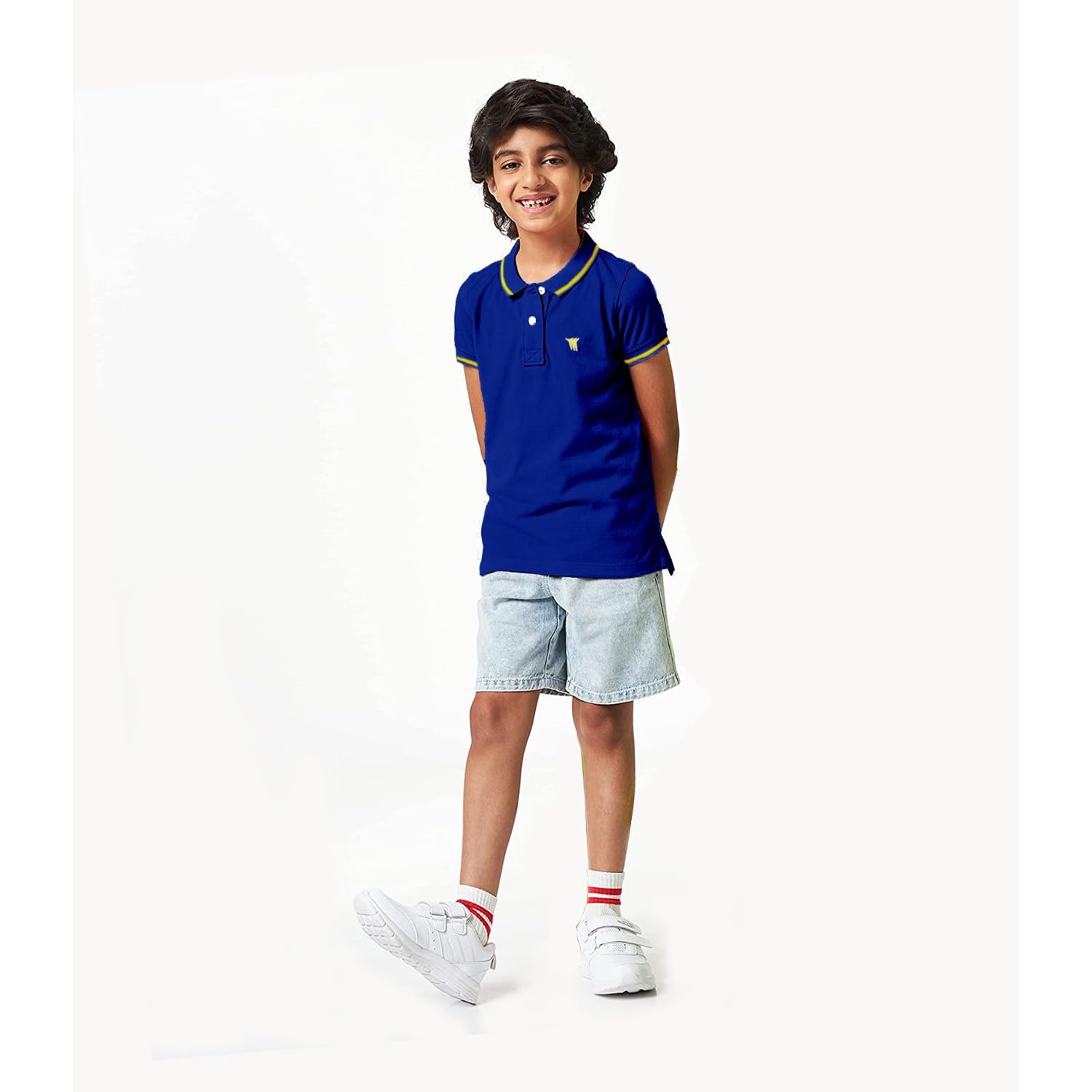 Cloth Theory Kid's Solid Polo T-Shirt - Royal Blue - Image 3