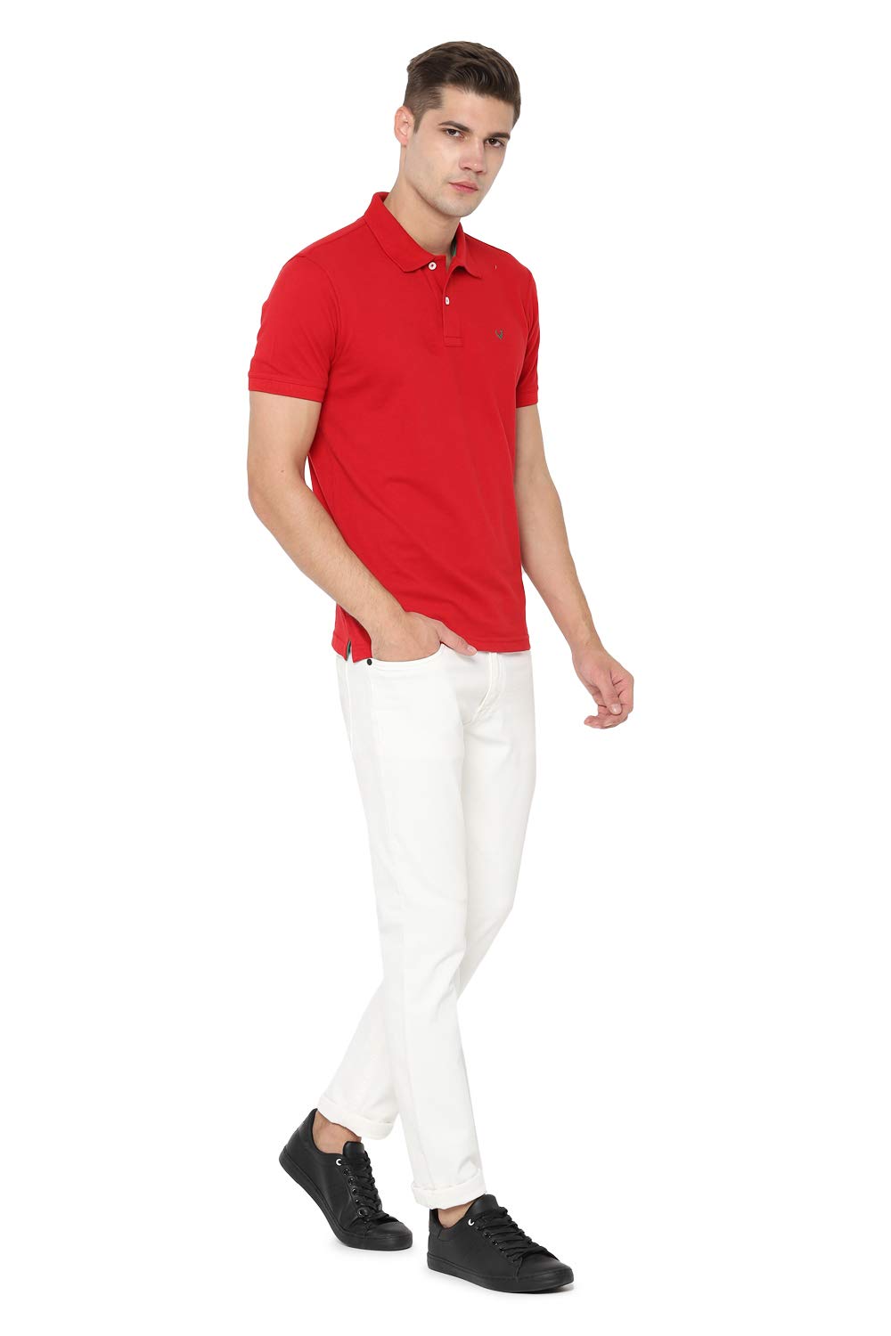 Allen Solly Men Tango Red Polo T-Shirt - Image 5