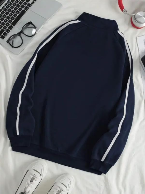 Imsa Moda Men's Navy Collar Chain Cotton Fleece Sweatshirt - Image 2