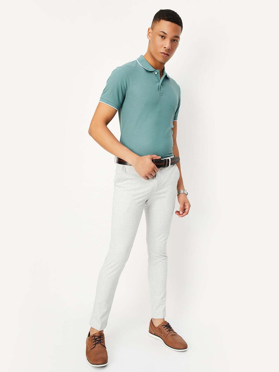 max Men Polo Neck T-Shirt - Aqua - Image 3