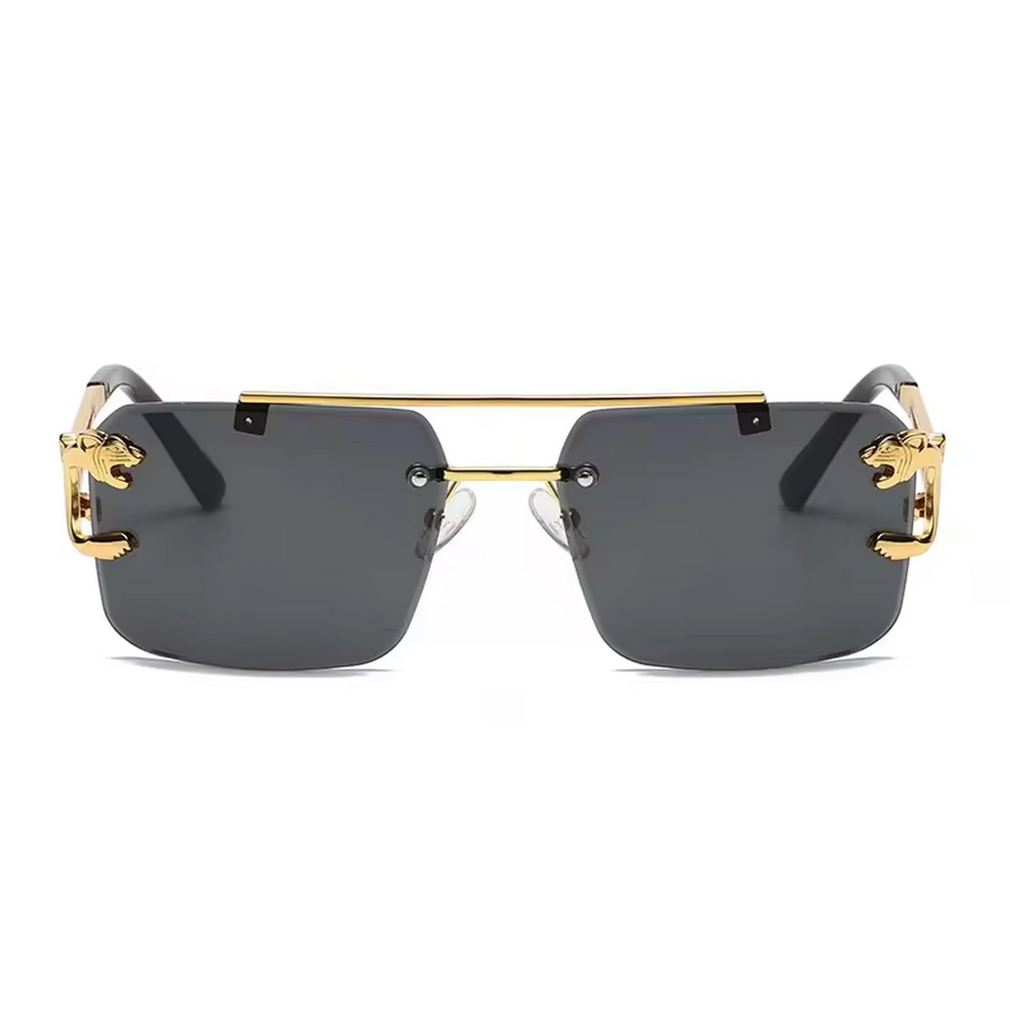 Dervin Retro Rimless Sunglasses - Black Unisex - Image 2