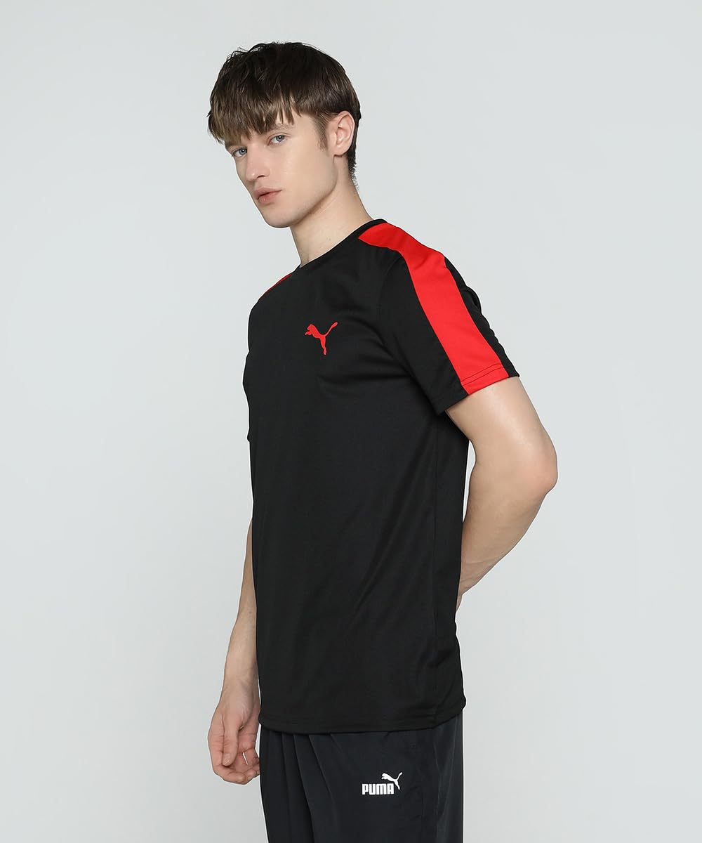 Puma Men's Classic Fit Tee - Black High Risk Red - Image 2